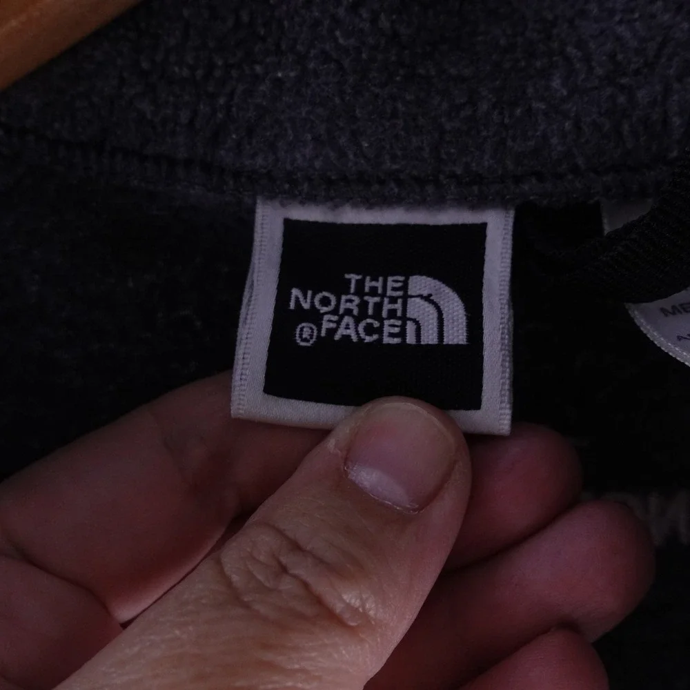 The North Face Mens Fleece Vest Charcoal Gray Full Zip Mock Neck Large